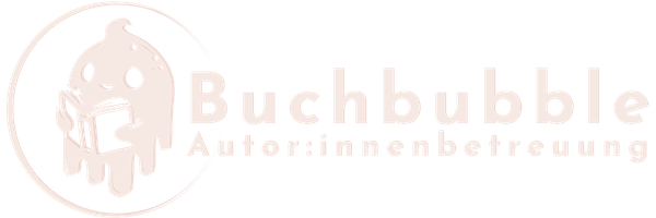Buchbubble Autor:innenbetreuung. Logo mit dem Buchgeist Bob in der Bubble