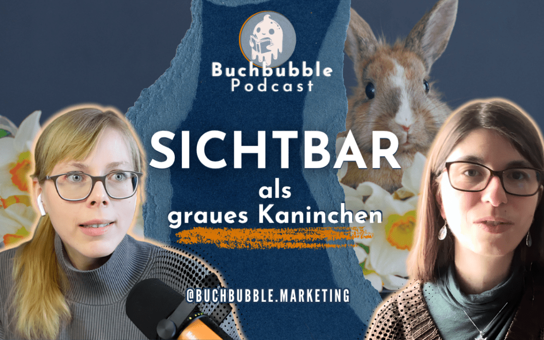 "Sichtbar als graues Kaninchen" Johanna Hegermann aka Hanna Buchmarketing spricht mit Autorin Luise Eggers. Thumbnail mit Bild-Ausschnitten aus dem Video Podcast Buchbubble